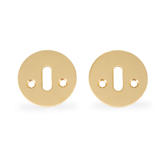 Nøgleskilt - moderne i børstet massiv messing med ovalt hul til bl.a. AJ dørgreb